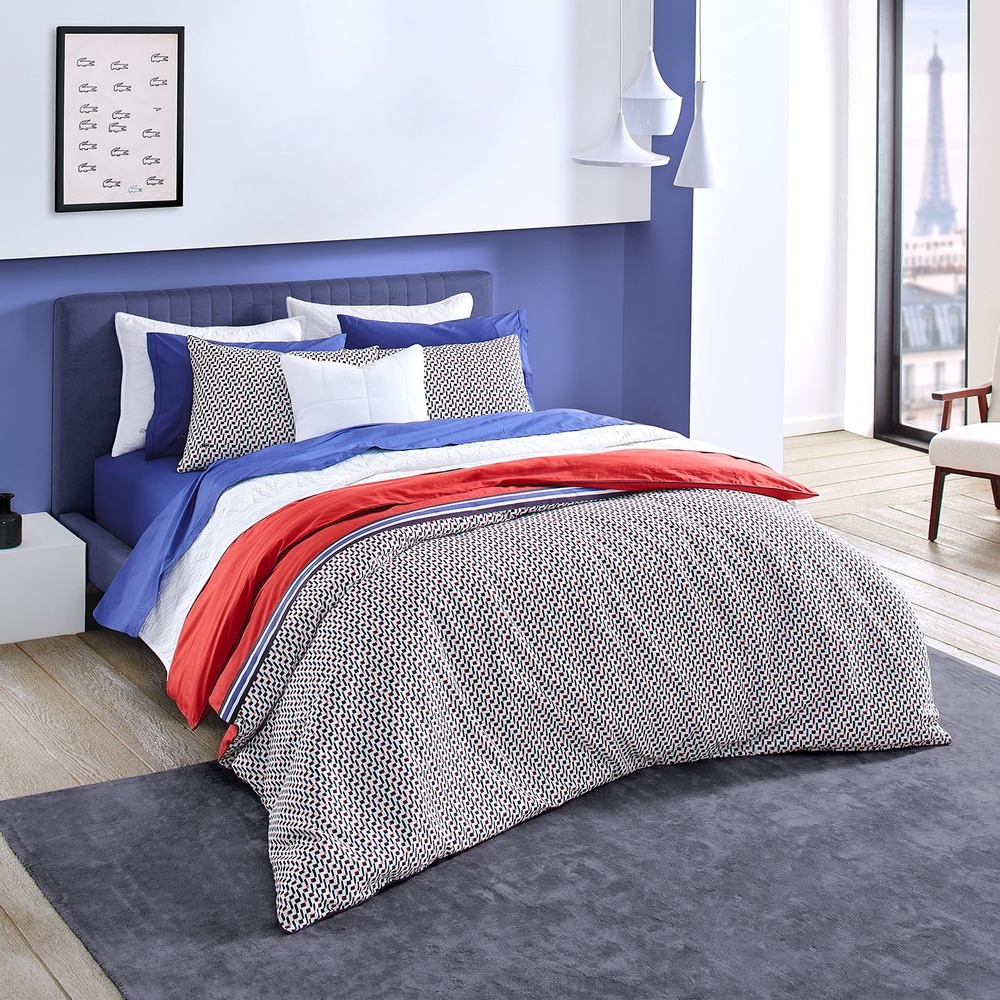 Lacoste Comforter Set Twin/Twin XL Red New Grove Geometric 2000000835